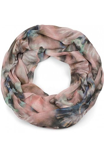 styleBREAKER Echarpe légère à boucles pour femmes avec motif de fleurs en batik aquarellé, écharpe tube, foulard 01016200, co