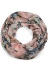 styleBREAKER Echarpe légère à boucles pour femmes avec motif de fleurs en batik aquarellé, écharpe tube, foulard 01016200, co