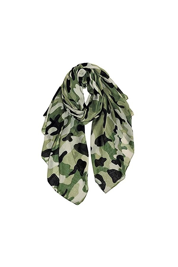 DAMILY Echarpes - Foulard Légère de Voyage Camouflage Imprimer Châle Wrap Olive 