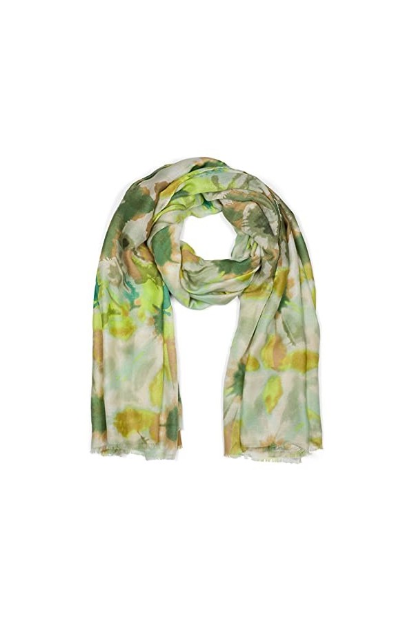 styleBREAKER Echarpe pour femmes avec motif de fleurs batik colorées et courtes franges, écharpe légère, étole 01016212, coul