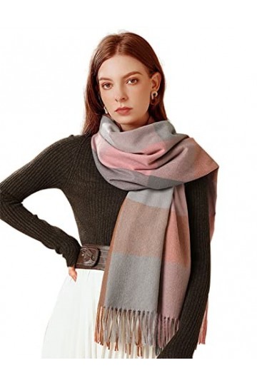Adicloz Écharpe Femme Cachemire Hiver Chaud, Pashmina Châle Grandes Femmes Plaid Glands Foulard , Écharpe Châle Tricolore Fem