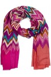styleBREAKER Foulard femme avec motif zigzag coloré, étole multicolore dentelée 01017154, couleur:Rose-Altrose
