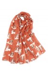 CLAUDIA&JASON Adorable écharpe imprimée Cavalier King Charles Spaniel, Orange, multi