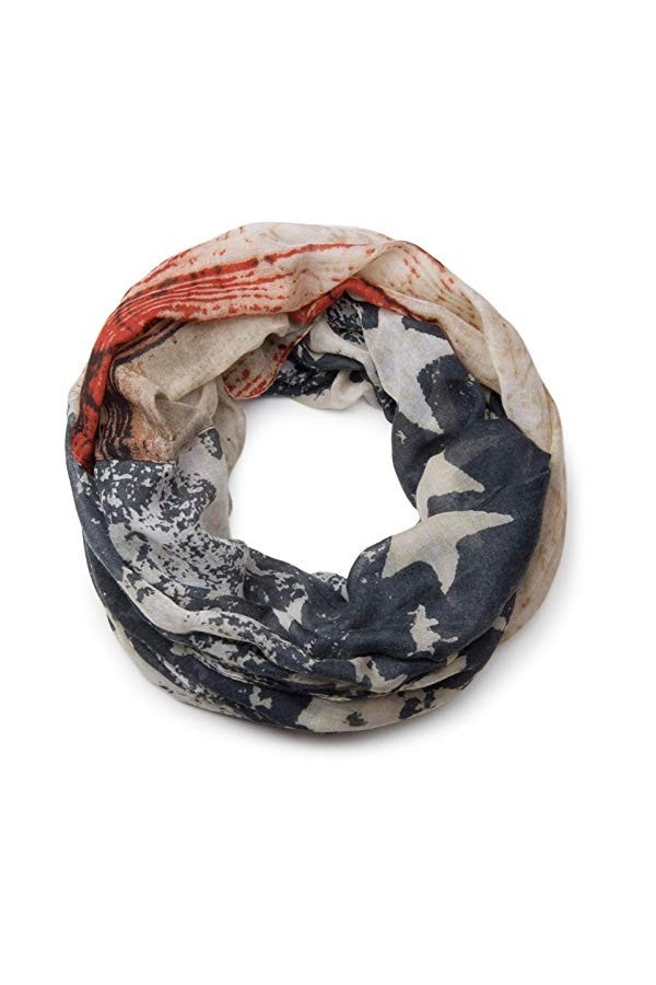 styleBREAKER motif étoiles tube de boucle écharpe vintage, unisexe 01016085, couleur:bleu foncé