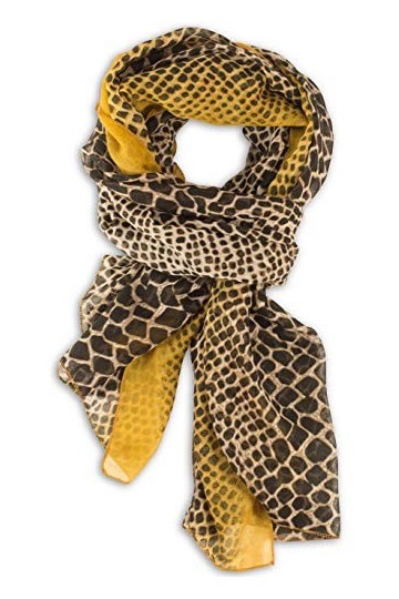 fashionchimp ® Écharpe légère pour femme Motif léopard 100 % viscose Imprimé animal serpent - Jaune -