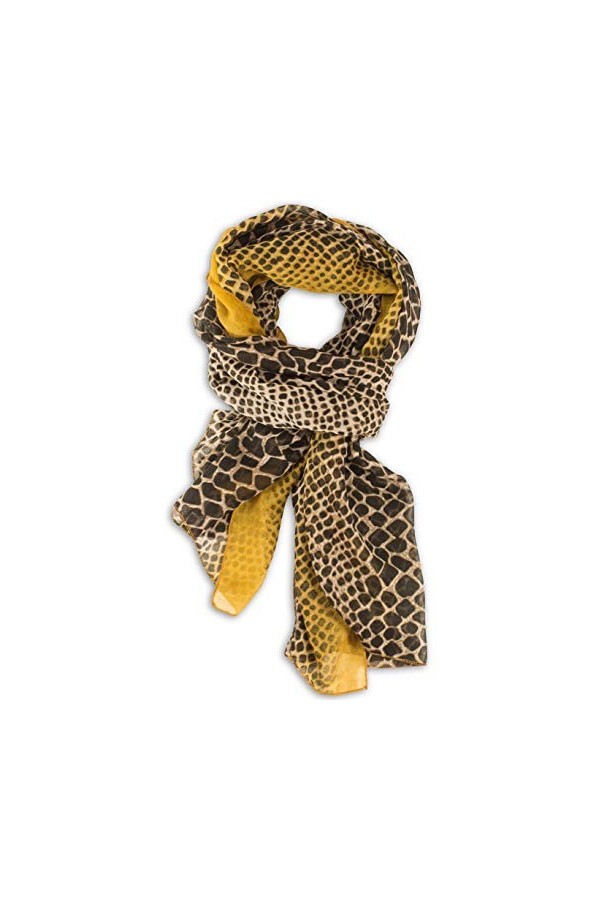 fashionchimp ® Écharpe légère pour femme Motif léopard 100 % viscose Imprimé animal serpent - Jaune -