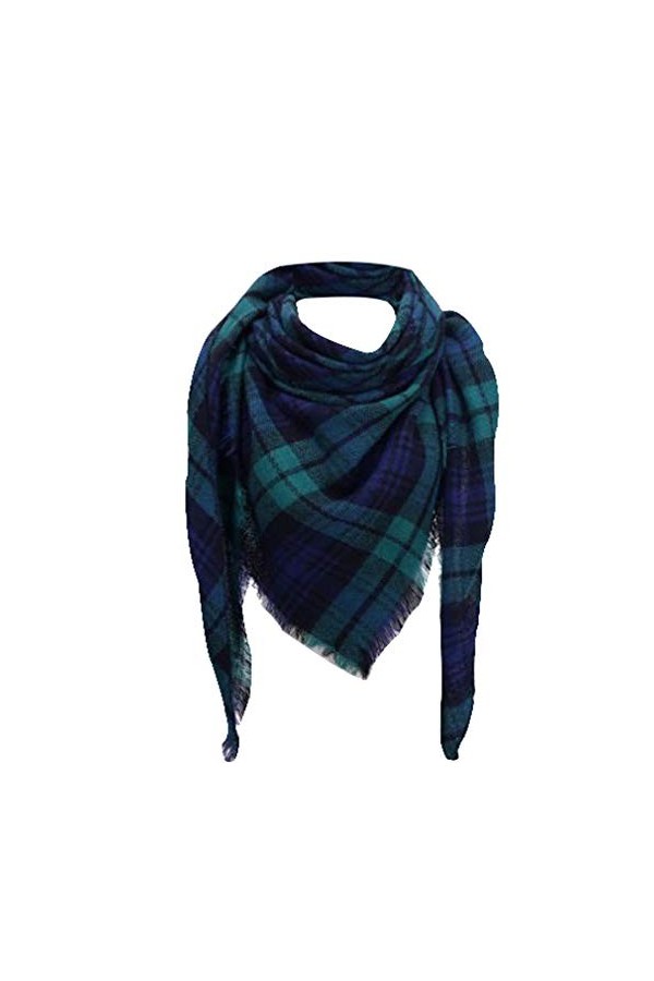 Emlivi Écharpe pour femme XXL chaude et douce en tricot à carreaux - Écharpe dhiver à carreaux surdimensionnée - Écharpe da