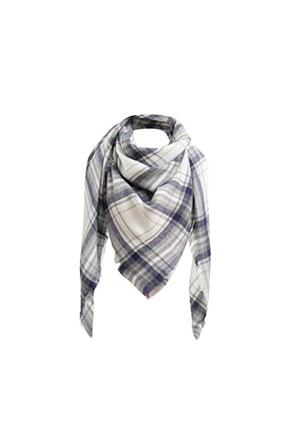Emlivi Écharpe pour femme XXL chaude et douce en tricot à carreaux - Écharpe dhiver à carreaux surdimensionnée - Écharpe da