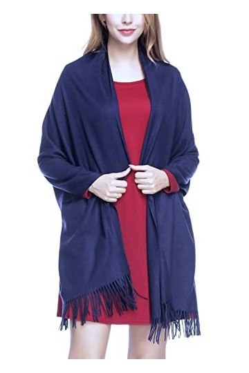 Van Der Rich ® - Grande Echarpe Uni, hiver chaud - Femme Marine, TU 