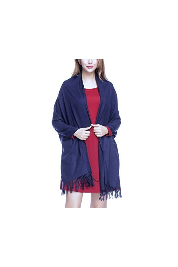 Van Der Rich ® - Grande Echarpe Uni, hiver chaud - Femme Marine, TU 