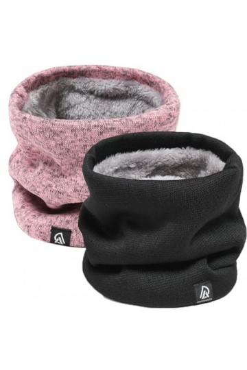 Rayson 2 Pièces Cache-cou Hiver Unisexe Tour de Cou Tricoté Écharpe de Cercle Doublée Polaire Tube Écharpe Tubulaire Foulard 