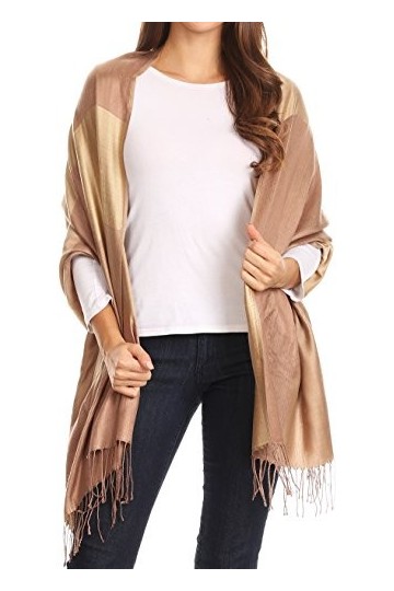 Sakkas 1777 - Nicola Reversible Warm and Soft Unisexe Echarpe Stole Wrap Solid Color-block - Camel - OS