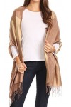 Sakkas 1777 - Nicola Reversible Warm and Soft Unisexe Echarpe Stole Wrap Solid Color-block - Camel - OS