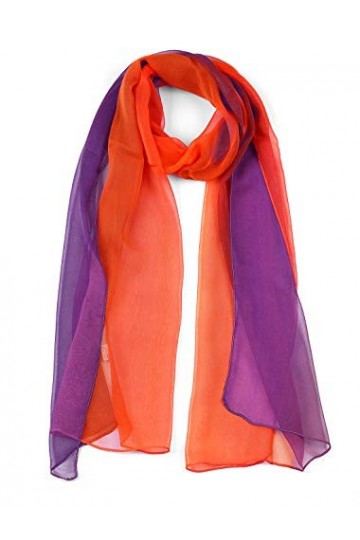 sourcing map Long Chiffon Poids léger Pente Couleur Écharpe Femmes Bleu vert Taille unique