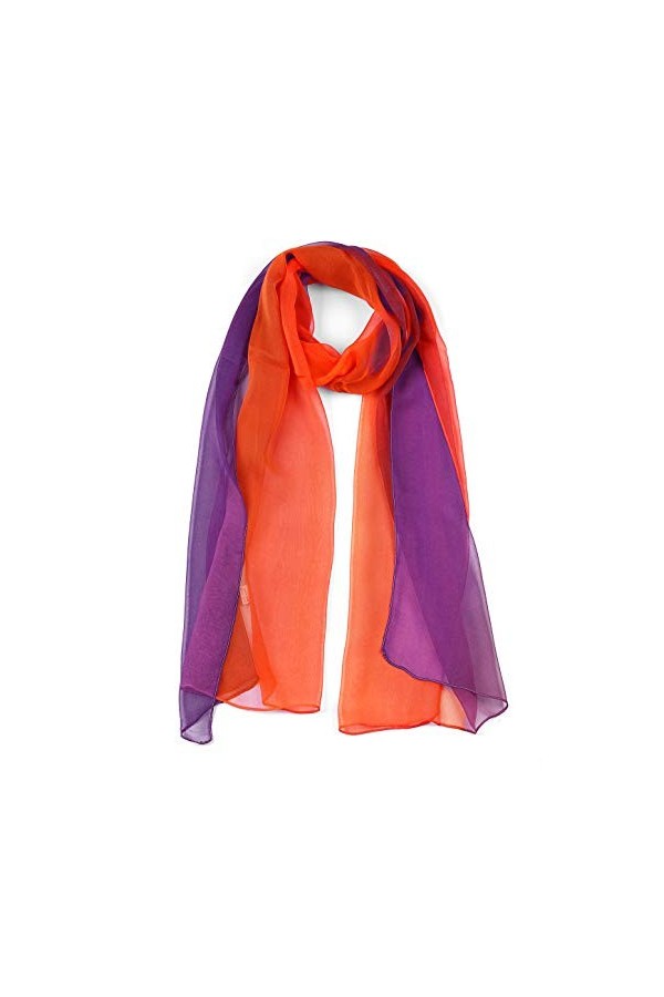 sourcing map Long Chiffon Poids léger Pente Couleur Écharpe Femmes Bleu vert Taille unique