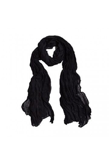 KOEMCY Foulards Femme Echarpe Unie Légère Foulard Longue Torsade Scarf Souple Châle Écharpe pour Automne Hiver Noir 
