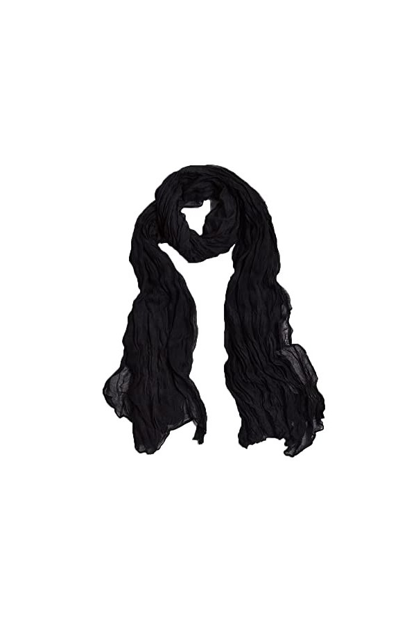 KOEMCY Foulards Femme Echarpe Unie Légère Foulard Longue Torsade Scarf Souple Châle Écharpe pour Automne Hiver Noir 