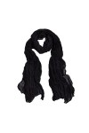 KOEMCY Foulards Femme Echarpe Unie Légère Foulard Longue Torsade Scarf Souple Châle Écharpe pour Automne Hiver Noir 