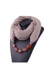 MoreChioce Écharpe Collier Foulard,Foulards Châle avec Pendentif Bijoux Lady Bague Foulard Chaud Écharpe Bague Tassel Strass 
