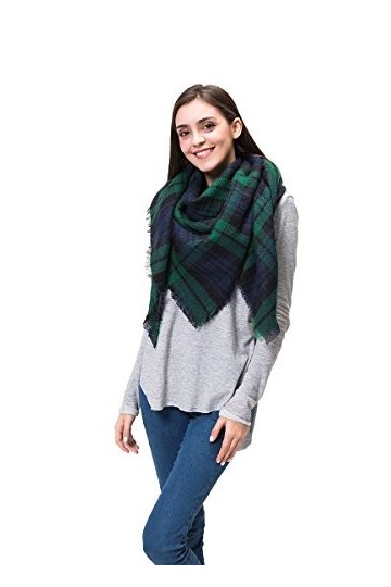 Lemef Femmes Élégant Chaud Tartan Couverture Écharpe Grand Châle Magnifique À Carreaux