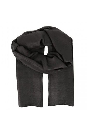 moonbow Etole Mariage Satin Noir - Maxi Foulard Femme Long et Rectangle 200cm x 140cm - Grande Echarpe Fine Chic Souple et Lé