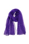 FASHIONGEN - Echarpe femme douce imitation coton, perles et strass, LEIA - Violet