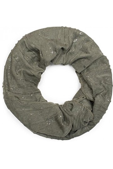 styleBREAKER écharpe ronde avec plis et étoiles éclaboussures métalliques, écharpe, tissu, unisexe 01017073, couleur:Olive