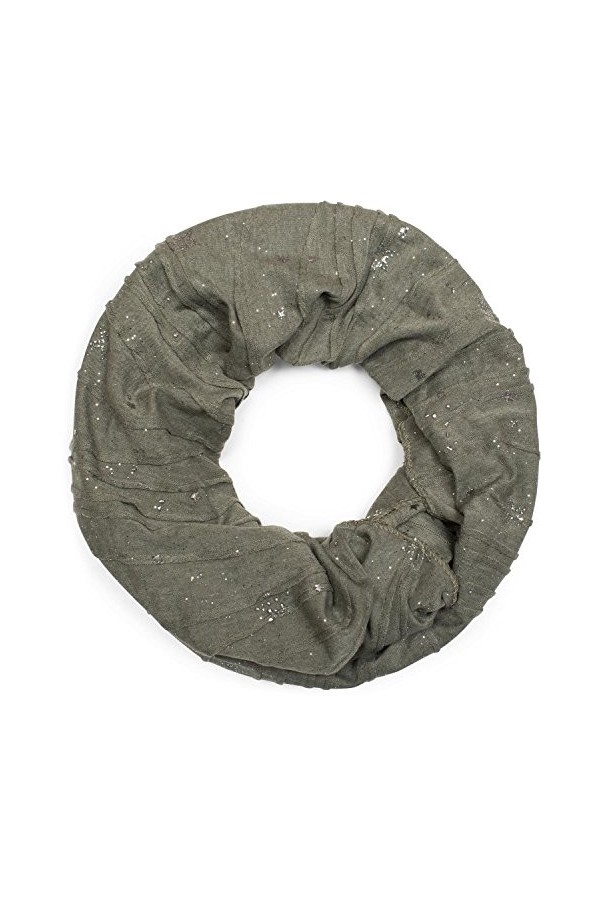 styleBREAKER écharpe ronde avec plis et étoiles éclaboussures métalliques, écharpe, tissu, unisexe 01017073, couleur:Olive