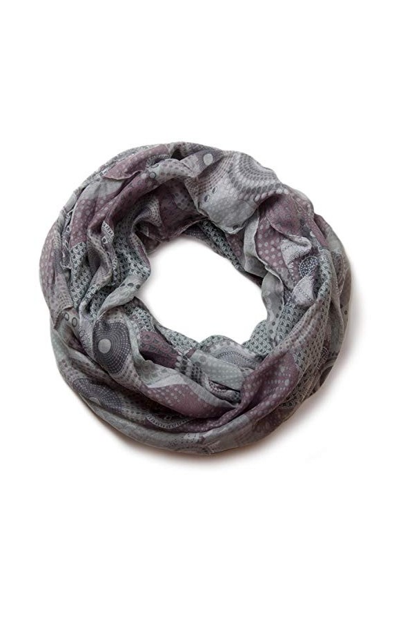 styleBREAKER ethno écharpe conception du tube de boucle avec des cercles et des points colorés 01016012, couleur:gris.matérie