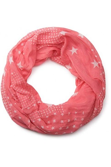 styleBREAKER motif étoiles tube de boucle foulard, soyeuse, femme 01016088, couleur:corail-blanc