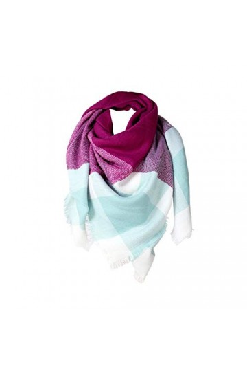 Rokmym Écharpe à carreaux, pour femme, taille XXL, motif écossais, à franges, forme carrée - Multicolore - Taille Unique …