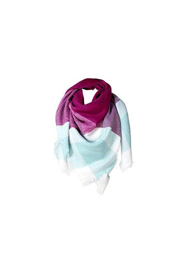 Rokmym Écharpe à carreaux, pour femme, taille XXL, motif écossais, à franges, forme carrée - Multicolore - Taille Unique …