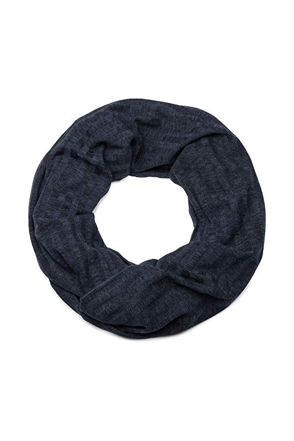 styleBREAKER snood rond avec motif rayures, écharpe, tissu, unisexe 01016140, couleur:Bleu foncé moucheté