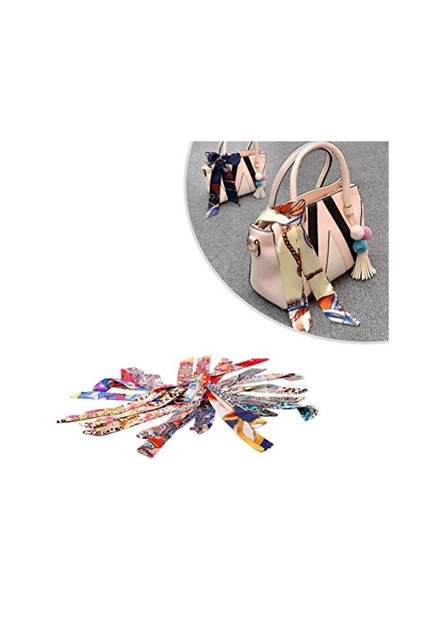 Lurrose Sac à main poignée ruban foulard foulard en soie foulard paquet bande accessoire de cheveux 6pcs couleur aléatoire