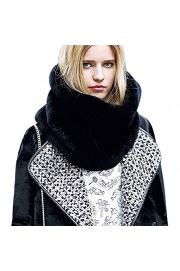 Femmes Écharpe Tube Hiver Automne Foulard Snood Fausse Fourrure Epais Thermique Tour de Cou Tubulaire Doux Cache-cou Cache-ne