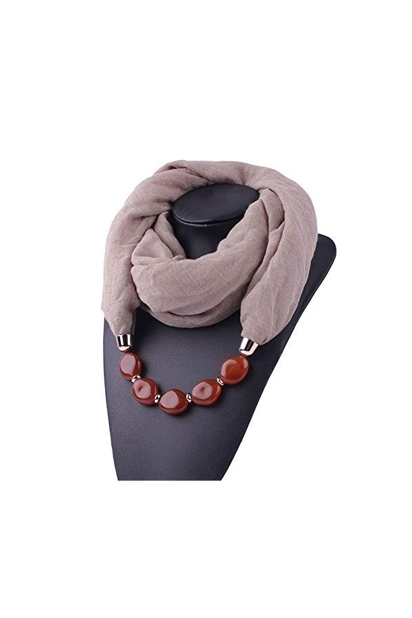 MoreChioce Écharpe Collier Foulard,Foulards Châle avec Pendentif Bijoux Lady Bague Foulard Chaud Écharpe Bague Tassel Strass 