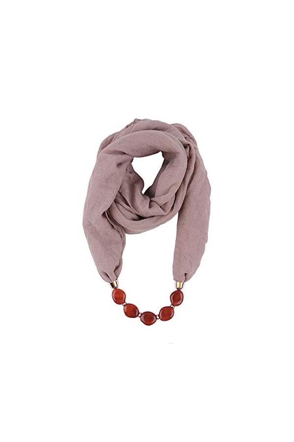 MoreChioce Écharpe Collier Foulard,Foulards Châle avec Pendentif Bijoux Lady Bague Foulard Chaud Écharpe Bague Tassel Strass 