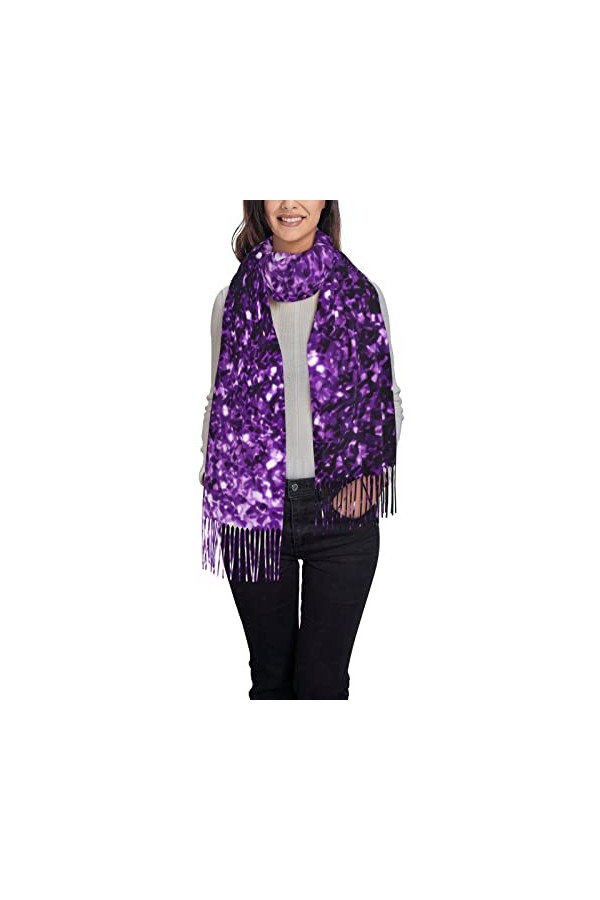 HADWAO Foulard à franges avec imprimé boule de Noël rose pour femme, Beau violet, taille unique