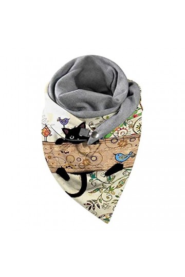 ✨Walaka✨Echarpes Foulards Châles, Triangle Mode Femmes Couleur Unie Écharpe Turban Haute qualité,Coton Impression Bouton Doux