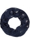 styleBREAKER: snood rond avec strass et paillettes, écharpe, tissu, femmes 01017075, couleur:Bleu foncé