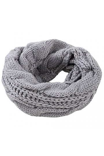 Femme Echarpe Tube foulard Cercle Tubulaire Echarpe en Grosse Maille Chaude Automne-Hiver unisexe, Gris, Taille Unique