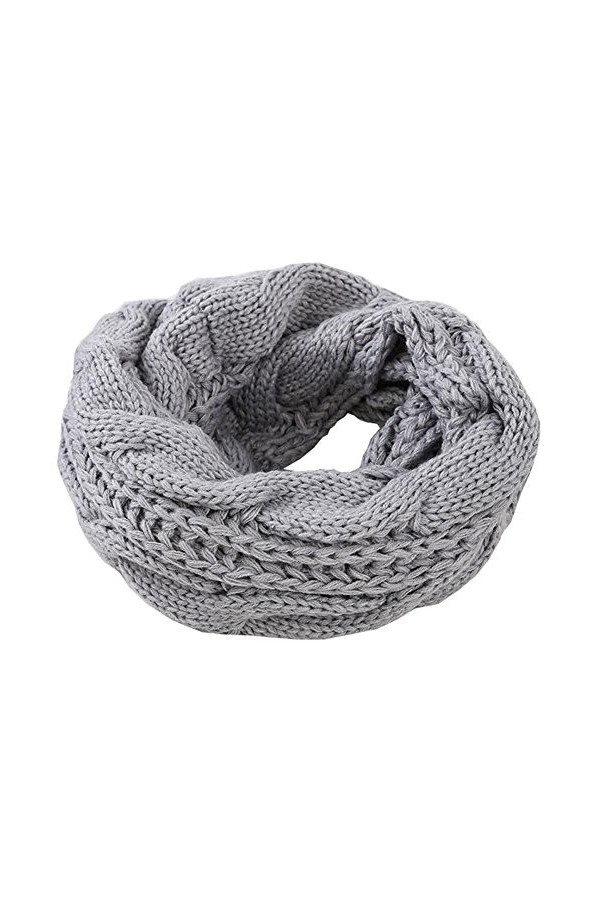 Femme Echarpe Tube foulard Cercle Tubulaire Echarpe en Grosse Maille Chaude Automne-Hiver unisexe, Gris, Taille Unique