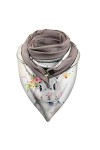 Wlabe Écharpe dhiver pour femme - Avec bouton - Triangle Shawl - Automne - Hiver - Imprimé animal Lapin - Foulard