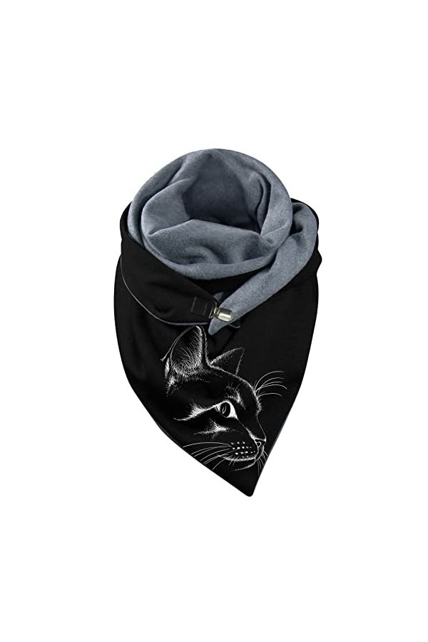 Wlabe Écharpe dhiver pour femme - Avec bouton - Triangle Shawl - Automne - Hiver - Imprimé animal Lapin - Foulard