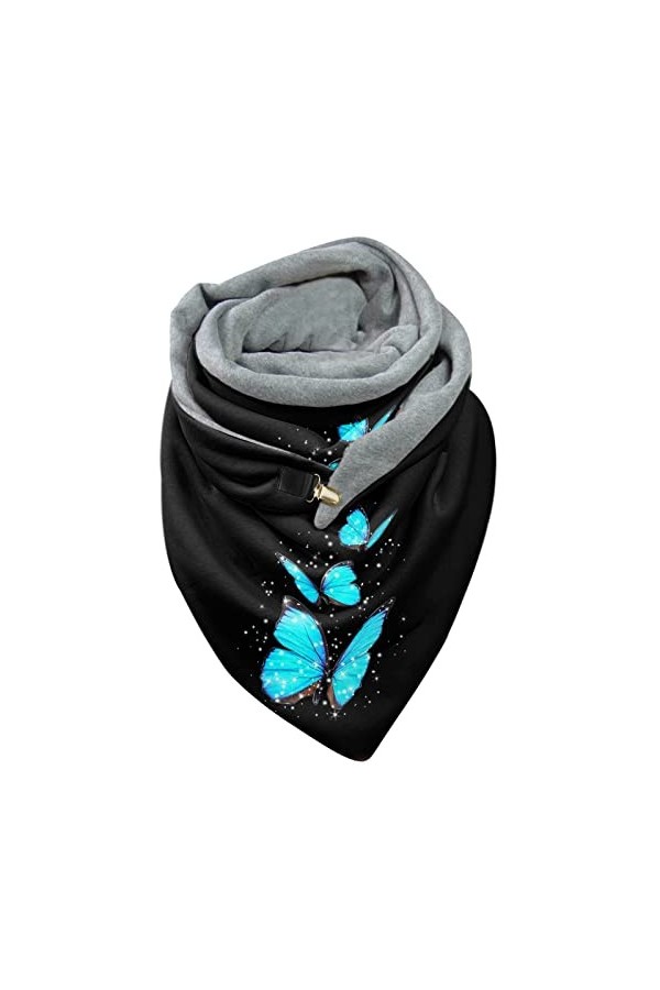 Wlabe Écharpe dhiver pour femme - Avec bouton - Triangle Shawl - Automne - Hiver - Imprimé animal Lapin - Foulard