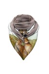 Wlabe Écharpe dhiver pour femme - Avec bouton - Triangle Shawl - Automne - Hiver - Imprimé animal Lapin - Foulard
