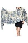 Toile de Jouy Papier peint pour femme - Écharpe dhiver tendance - Toucher cachemire - Châle pashmina - Couverture douce et c