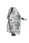 Toile de Jouy Papier peint pour femme - Écharpe dhiver tendance - Toucher cachemire - Châle pashmina - Couverture douce et c