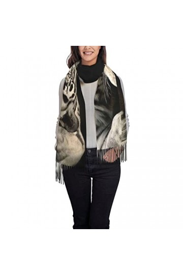 HABXNJF Foulard dhiver chaud pour femme, superbe foulard tigre blanc pour femme, écharpe châle écharpe longue pour femme, co