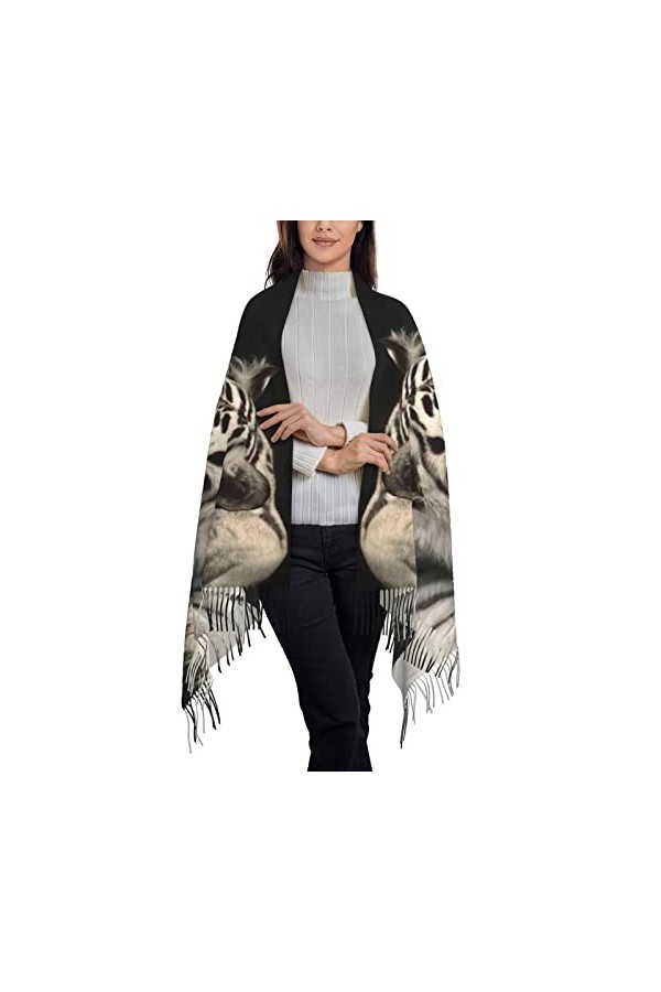 HABXNJF Foulard dhiver chaud pour femme, superbe foulard tigre blanc pour femme, écharpe châle écharpe longue pour femme, co